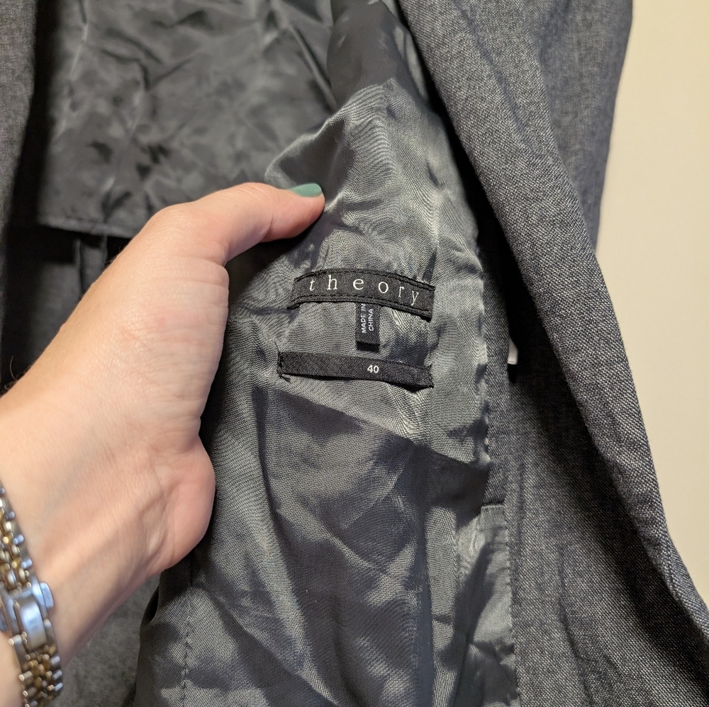 Theory Men’s Wool Blend Gray Blazer – Size 40 - Picture 5 of 7